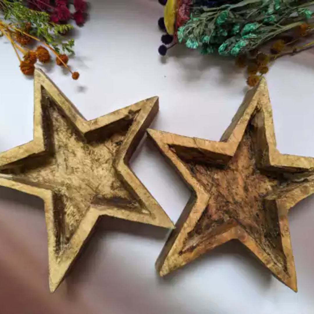 Estrella rustica de madera (90 gr aprox)